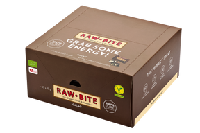 Closed RAWBITE Office Box with cacao bars on a white background