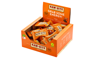Box of RAWBITE Cashew mini bars on a white background